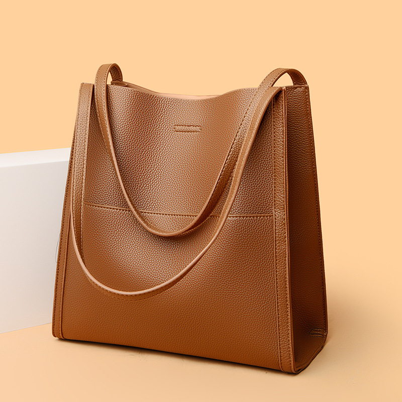 Damen Tragetasche ⎜ Große Schultertasche in Lederoptik für Büro, Einkauf und Alltag