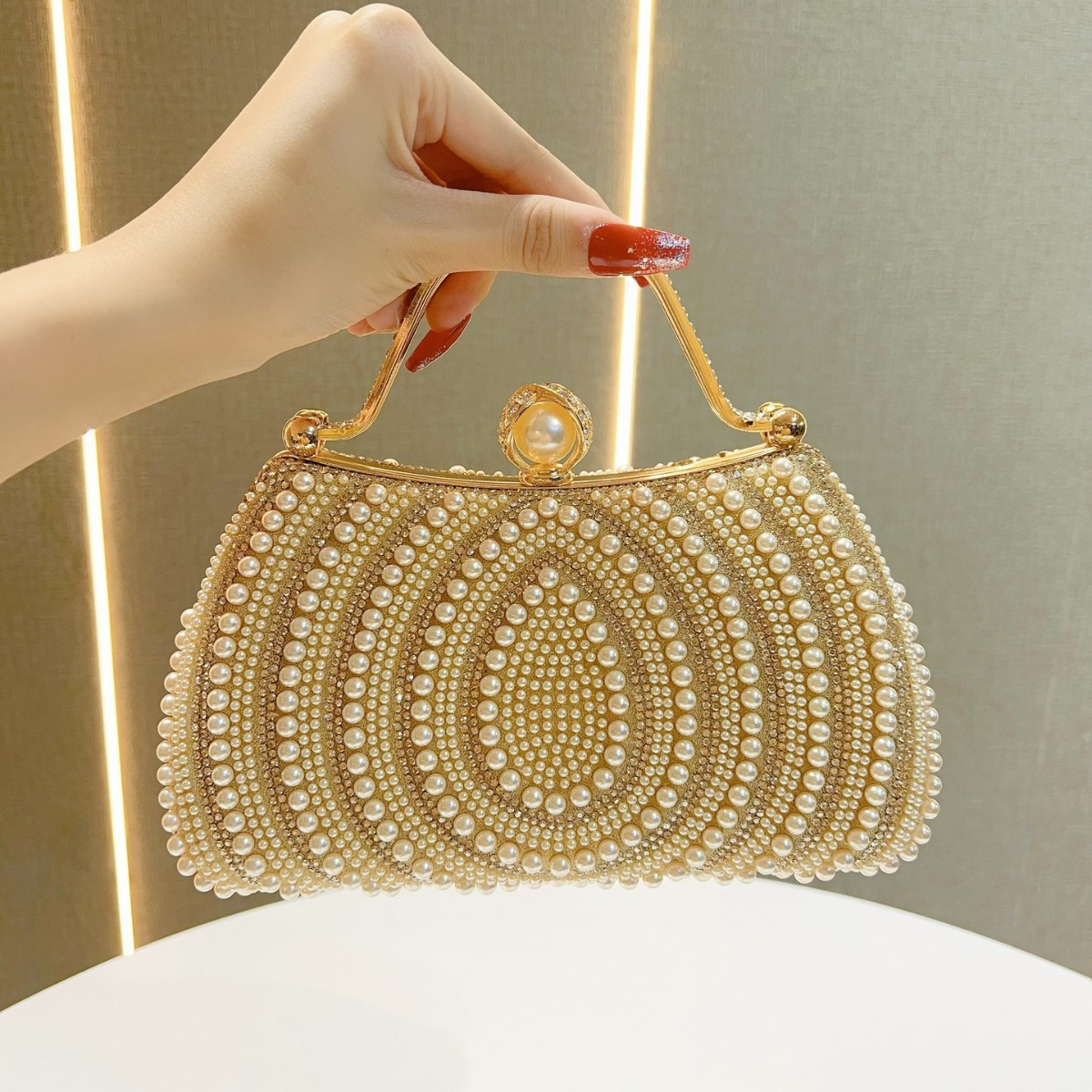 Damen Schultertasche Mit Perlen ⎜ Elegante Abendtasche Für Besondere Anlässe Und Festliche Outfits