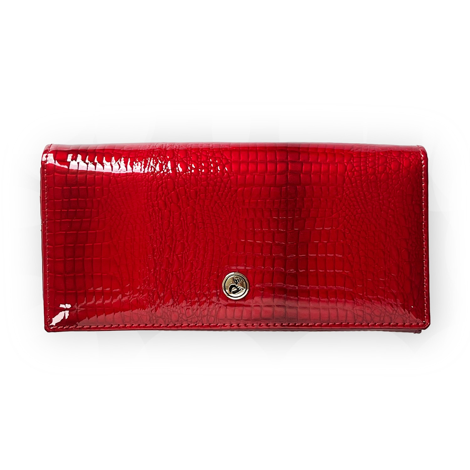 Damen Geldbörse in Krokodiloptik ⎜ Elegante Clutch in Rot mit viel Platz für Karten, Scheine und Münzen