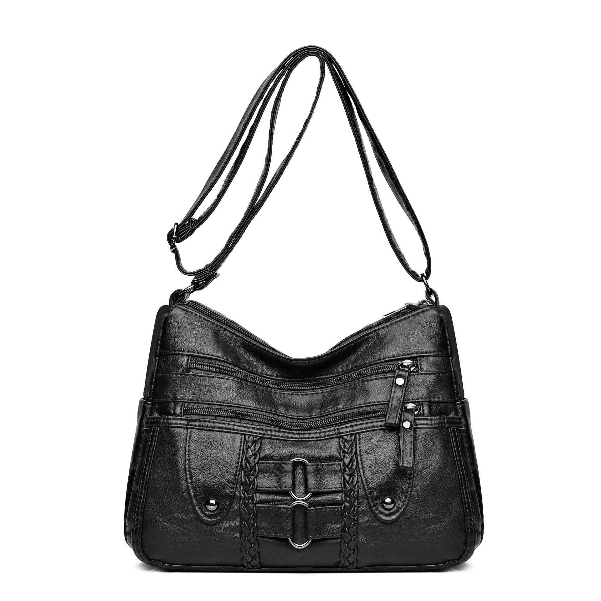 Umhängetasche für Damen ⎜ Modische Schultertasche mit Flechtdetails und viel Stauraum für Alltag und Freizeit