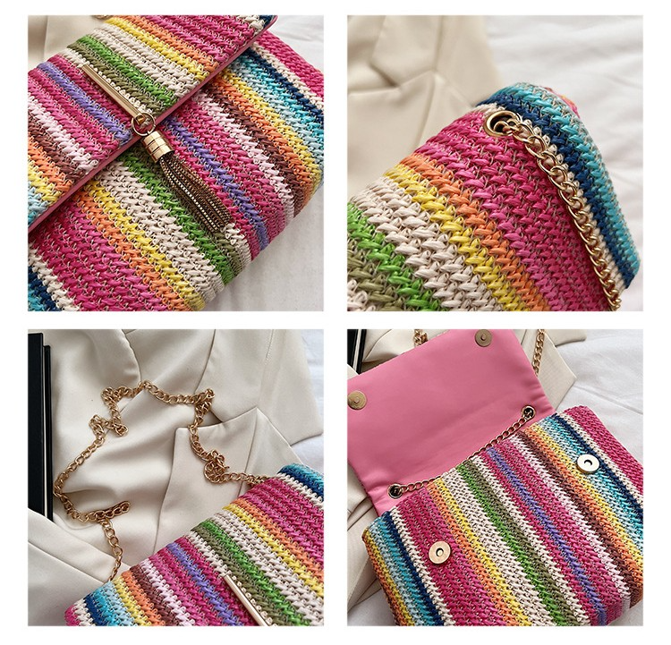 Bunte Damen Schultertasche ⎜ Modische Umhängetasche mit Kettenriemen und vielseitigem Design