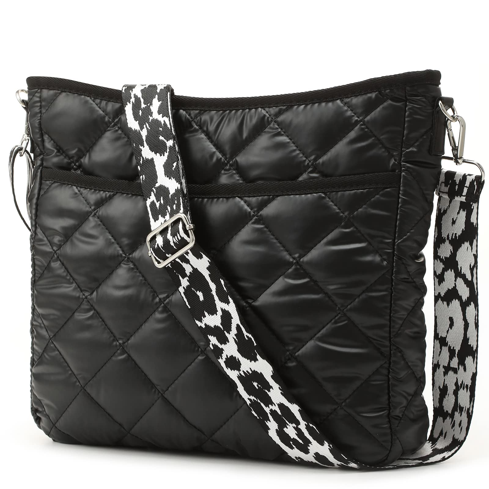 Umhängetasche für Damen ⎜ Wasserabweisende Nylon-Tasche mit Reißverschluss und verstellbarem Schultergurt