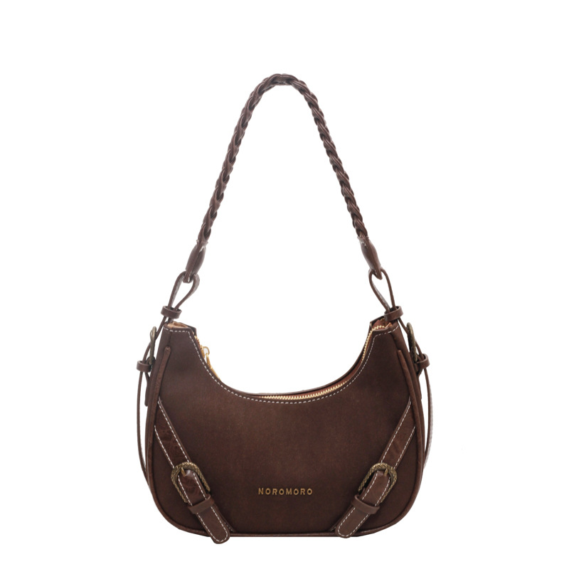 Baguette Schultertasche für Damen ⎜ Retro-Design mit kurzem Trageriemen und stilvollen Schnallendetails