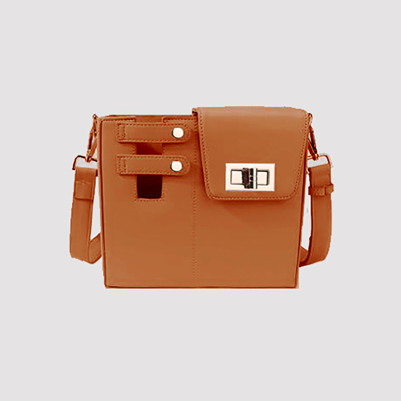 Umhängetasche für Damen ⎜ Kompakte Schultertasche in Boxform mit Drehverschluss und Riemendetails für unterwegs und Alltag