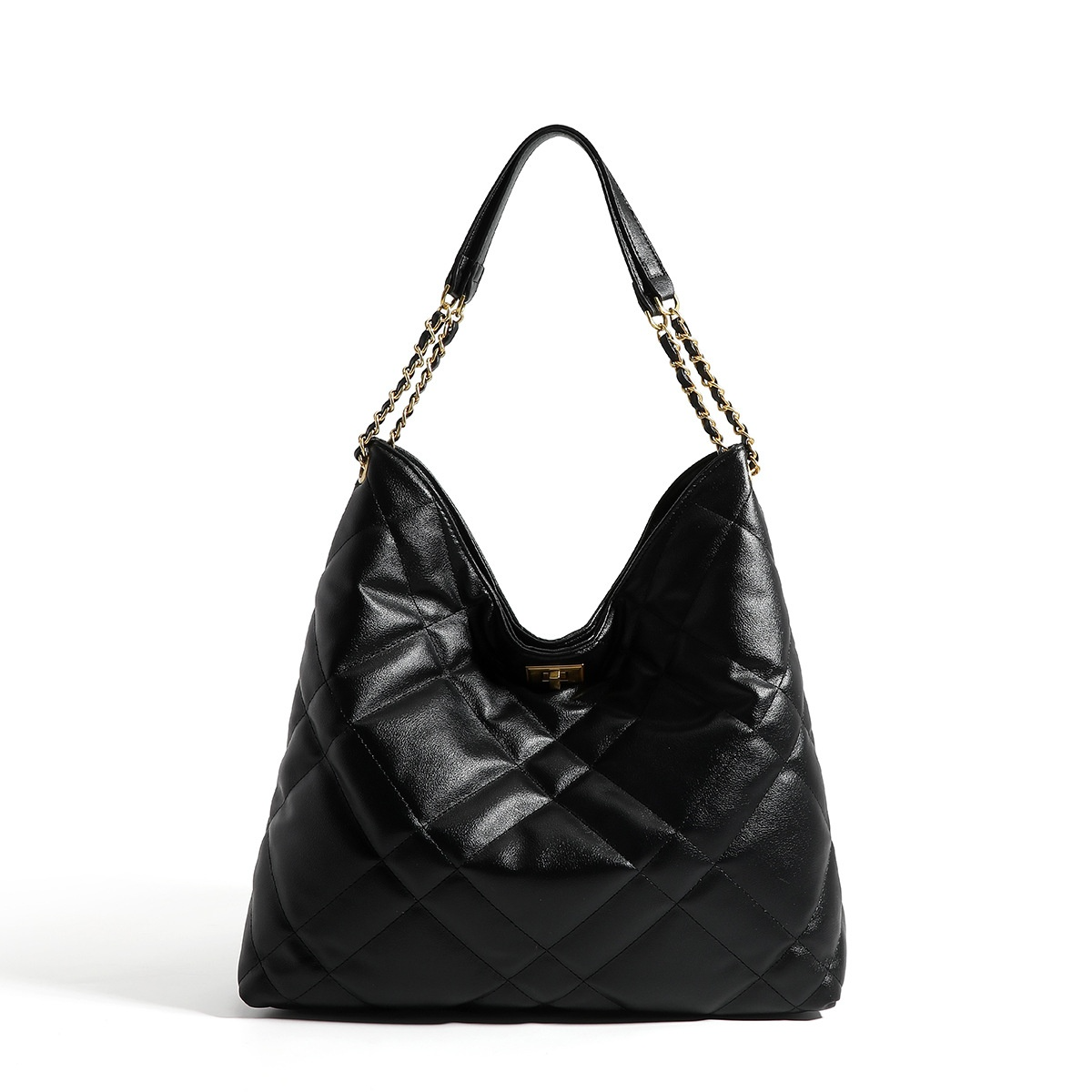 Shopper Tasche für Damen ⎜ Klassische Schultertasche mit Rautenmuster und Kettenriemen für Büro und Alltag