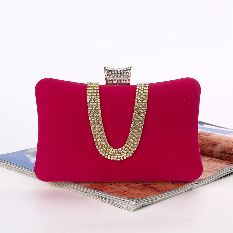 Abendtasche für Damen aus Samt ⎜ Elegante Clutch mit Gliederkette und Strass für Feste, Gala und Hochzeiten