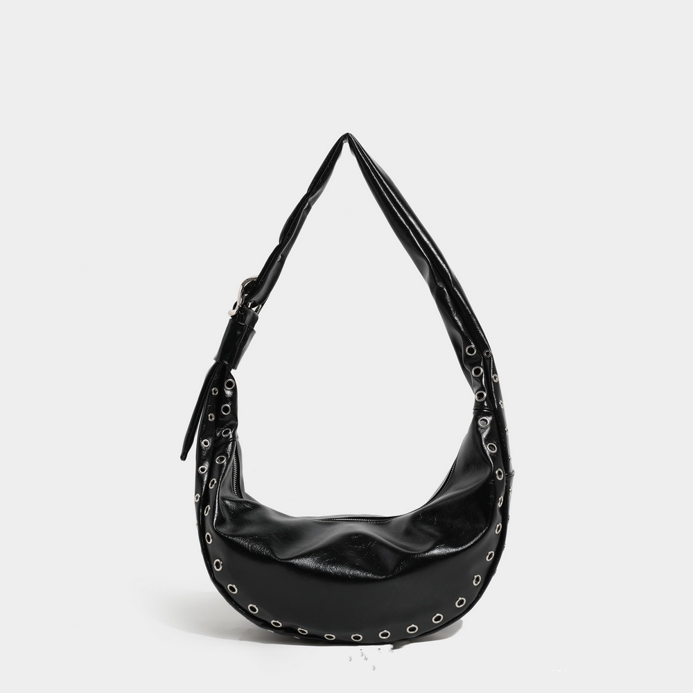 Damen Schultertasche Im Retro Stil ⎜ Geräumige Crossbody Bag Mit Nietenverzierung Und Einem Tragegurt