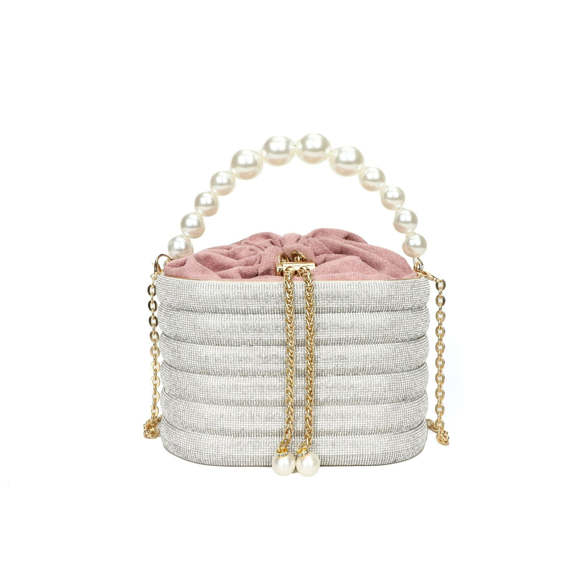 Abendtasche für Damen ⎜ Elegante Perlenhenkel-Bag mit Glitzerdesign für Party, Dinner und besondere Anlässe