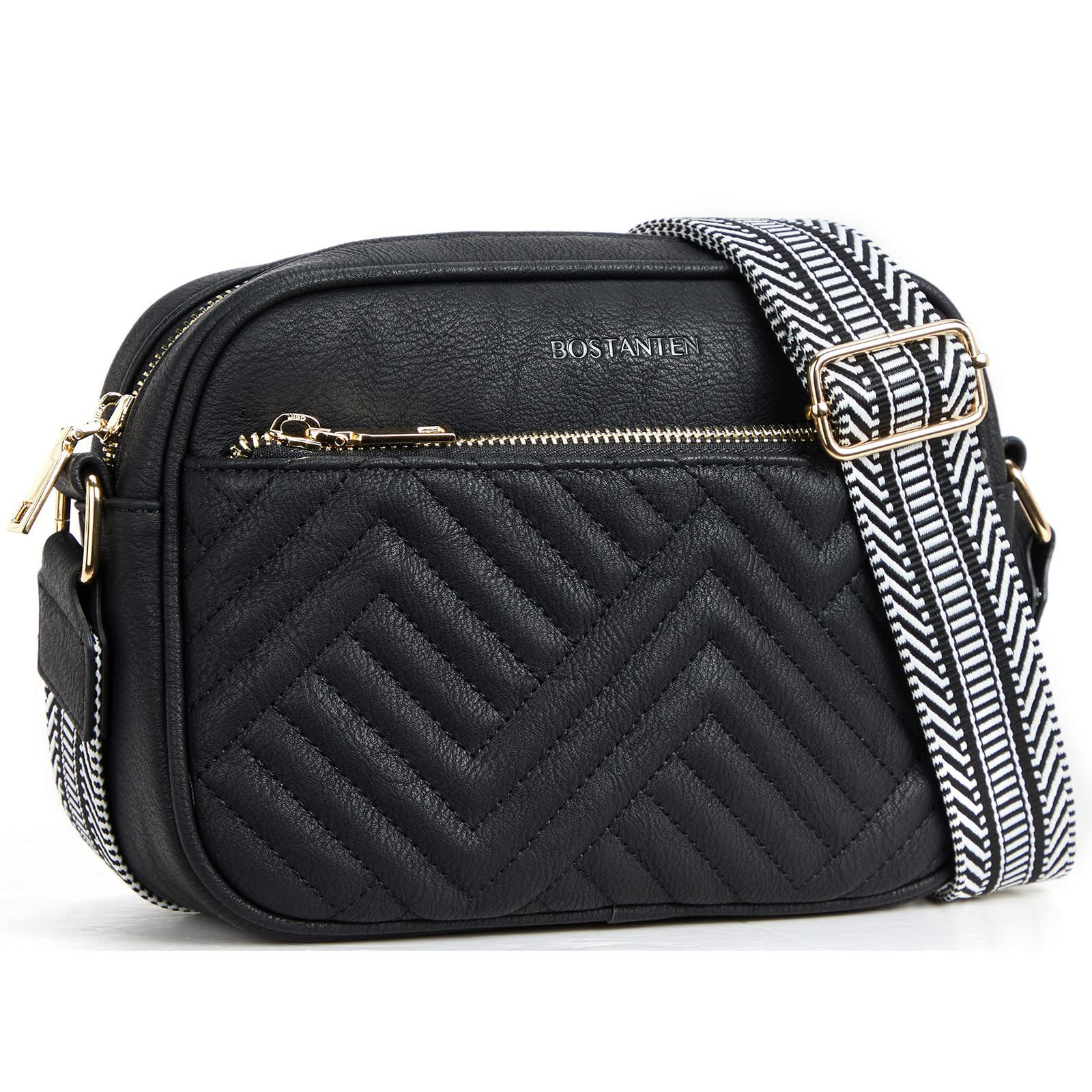 Schultertasche für Damen ⎜ Modische Umhängetasche im Geometrie-Design mit verstellbarem Schultergurt