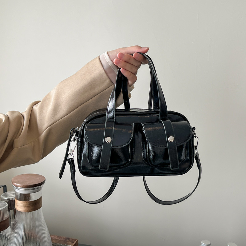 Damen Boston Bag mit Schulterriemen ⎜ Modische Handtasche mit großer Kapazität und praktischen Außentaschen