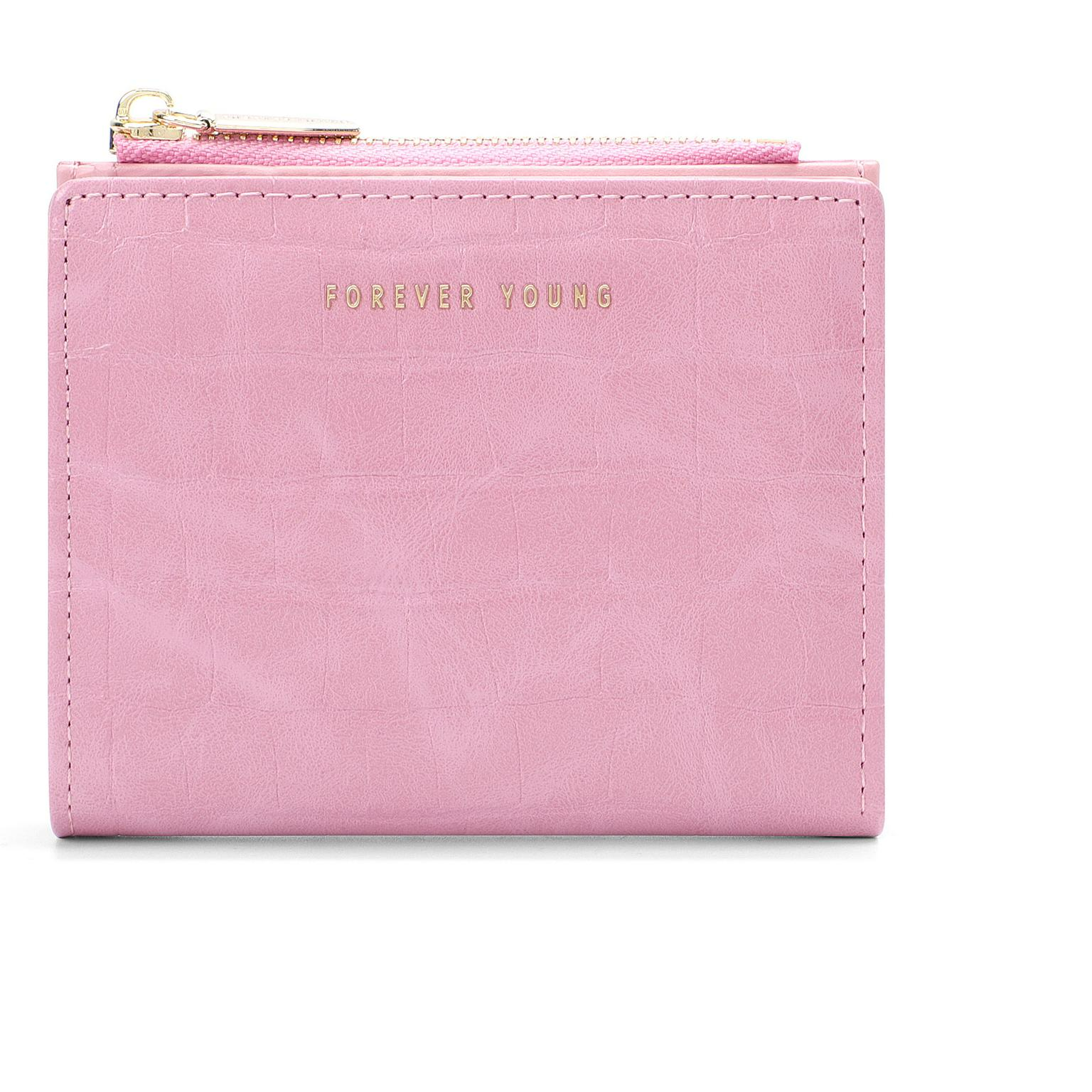 Damen Kurz-Geldbörse mit Kroko-Prägung ⎜ Schlanke Zweifach-Brieftasche mit Reißverschluss für Kleingeld