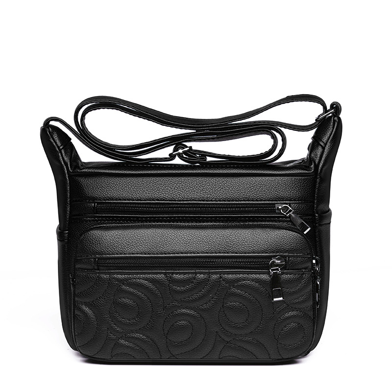 Umhängetasche für Damen ⎜ Modische Schultertasche mit Prägung und mehreren Fächern für Alltag und Freizeit