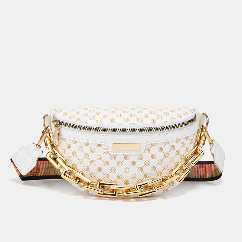 Bauchtasche für Damen ⎜ Modische Umhängetasche mit Kettenriemen und trendigem Muster für unterwegs