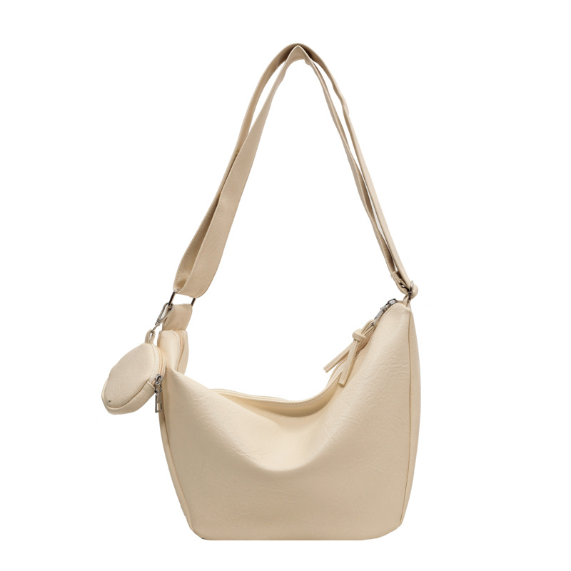 Schultertasche mit Viel Stauraum ⎜ Elegante Damenhandtasche im Dumpling-Stil mit Breitem Riemen und Minietui