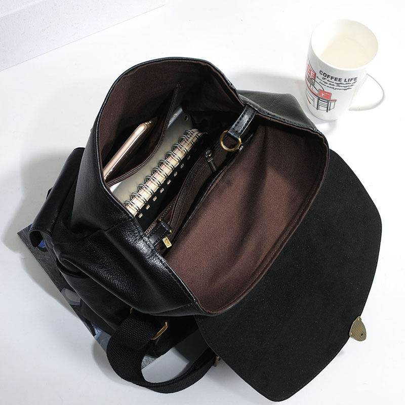 Damen Rucksack aus Echtleder ⎜ Vintage-Look mit Schnallenfächern und verstellbaren Schulterriemen für den Alltag