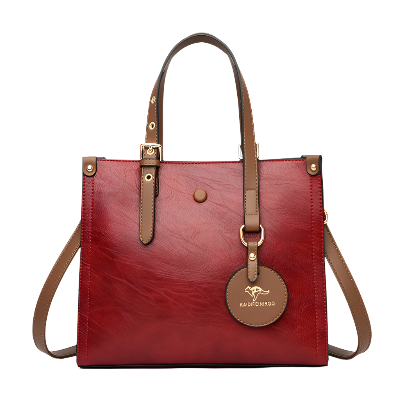 Damen Handtasche aus Kunstleder ⎜ Klassische Schultertasche im Vintage-Look mit stabilem Griff für Alltag und Büro