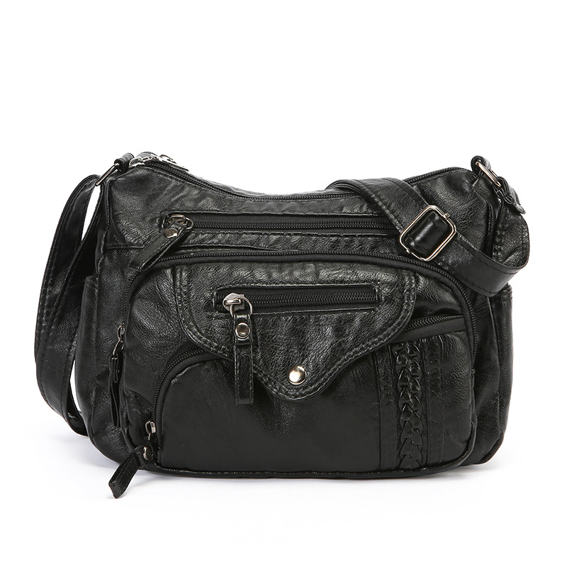 Schultertasche für Damen ⎜ Modische Umhängetasche aus weichem Kunstleder mit geflochtenem Detail und viel Stauraum