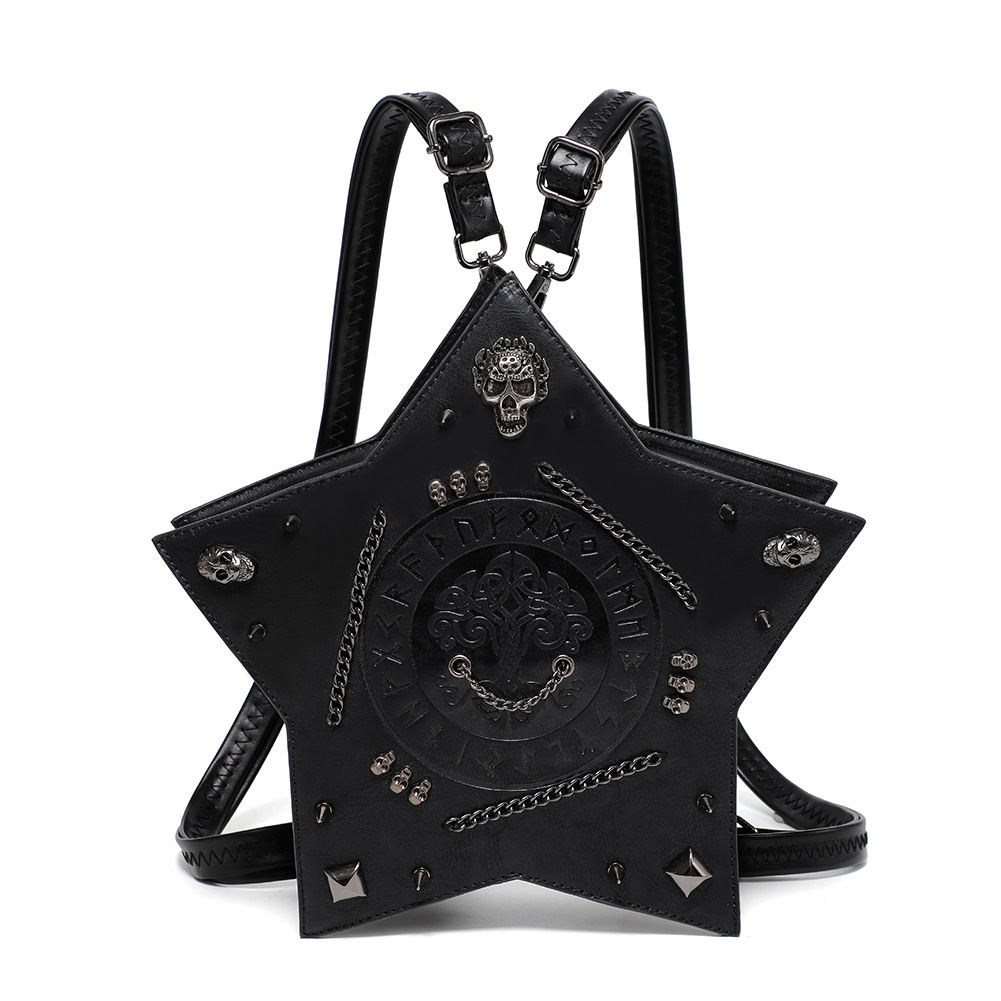 Damen Schultertasche im Gothic Stil ⎜ Auffällige Umhängetasche mit Prägung für Alltag und Festival-Look