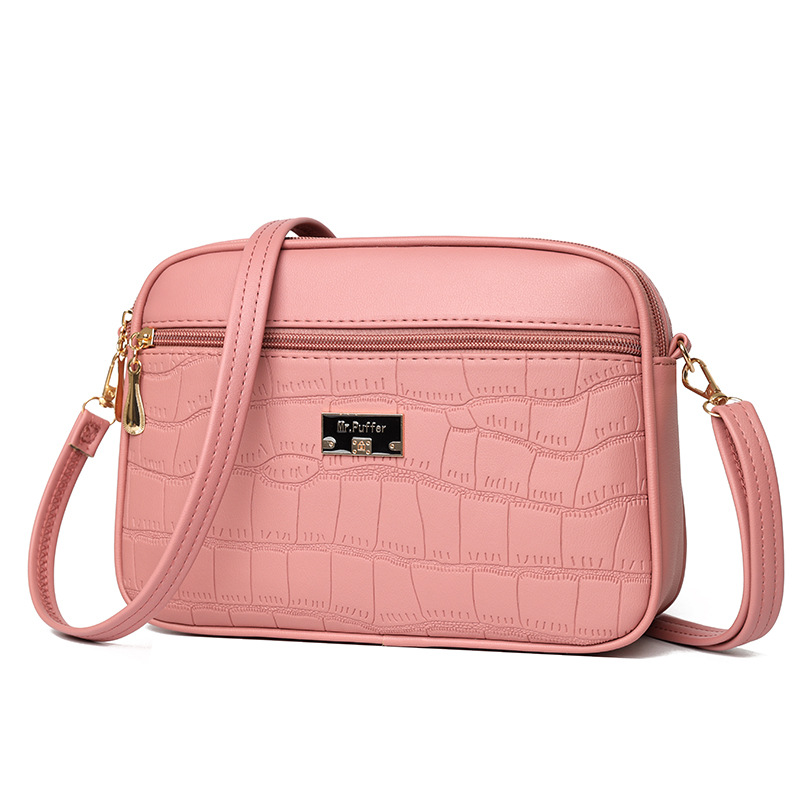 Umhängetasche für Damen ⎜ Schlichte Schultertasche mit Krokoprägung und leichtem Design für Alltag und Freizeit