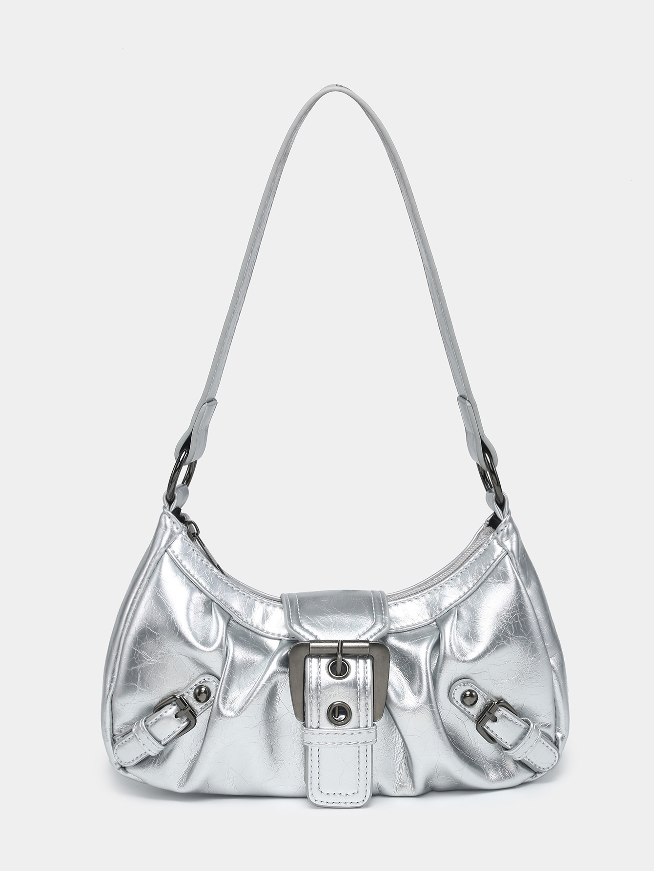 Damen Schultertasche Aus Vintage-Leder ⎜ Zweifarbige Optik Mit Modischem Schnallenverschluss