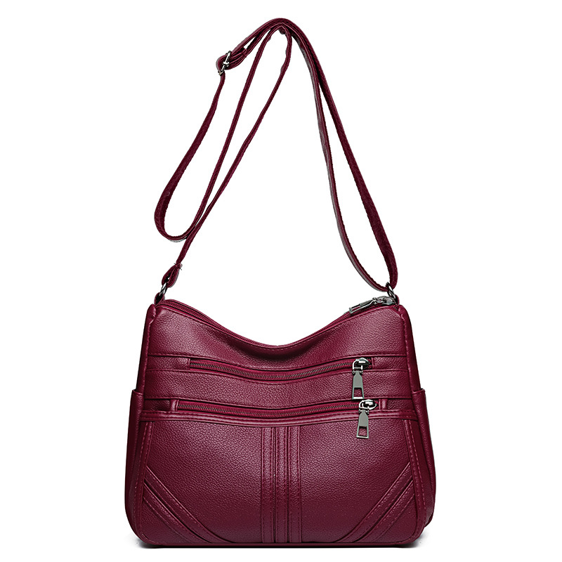 Umhängetasche für Damen ⎜ Weiche Schultertasche mit Reißverschlüssen und Strukturmuster für Alltag und jedes Alter