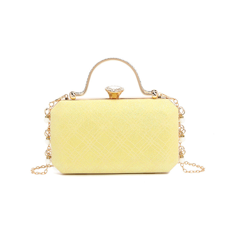 Damen Clutch Tasche ⎜ Glänzende Abendtasche mit Kette und Elegantem Griff