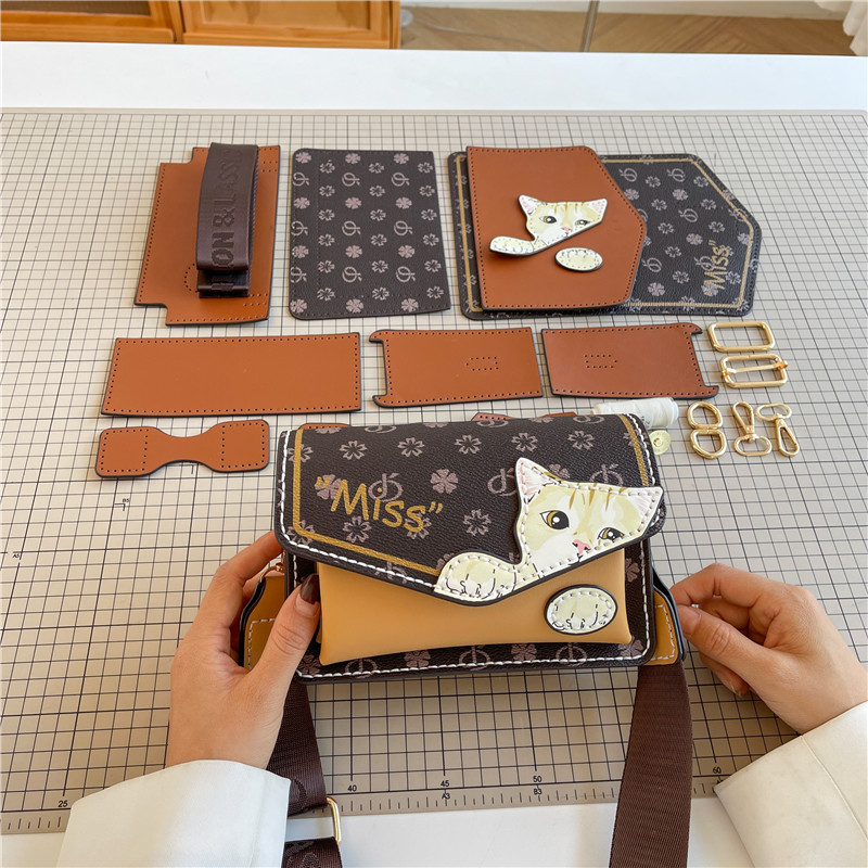 Umhängetasche für Damen ⎜ Kreative Handtasche mit süßem Katzenmotiv und verstellbarem Schultergurt