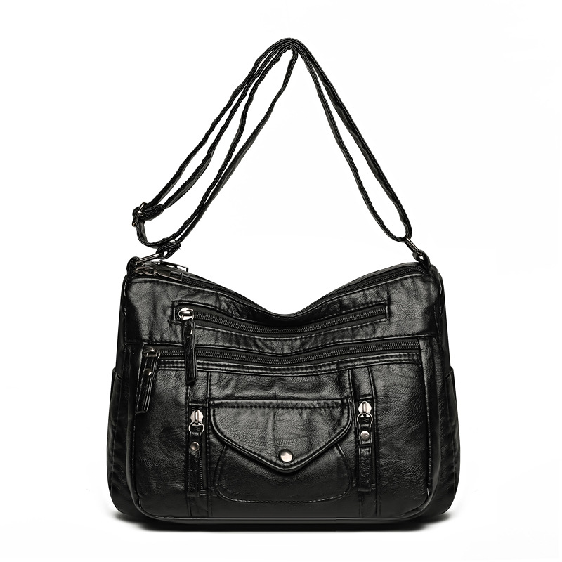 Schultertasche für Damen ⎜ Weiche Umhängetasche aus Kunstleder mit großem Stauraum und praktischen Außentaschen