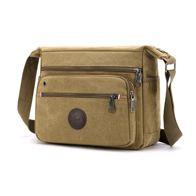 Umhängetasche für Herren ⎜ Robuste Canvas-Schultertasche mit Reißverschlussfächern für Alltag und Freizeit