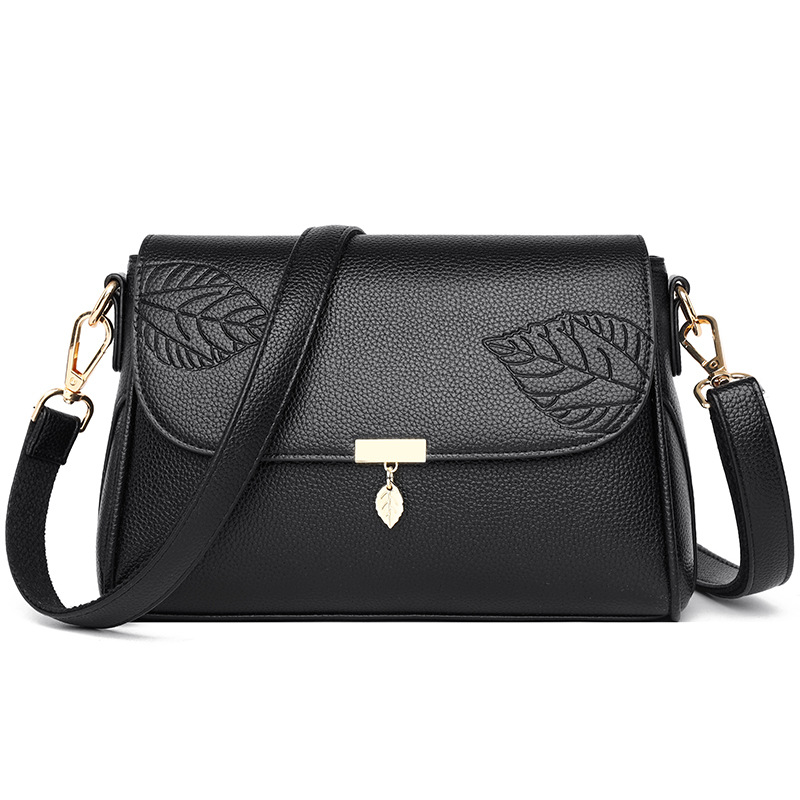 Elegante Umhängetasche für Damen ⎜ Stilvolle Tasche mit Blatt-Design und goldenen Akzenten