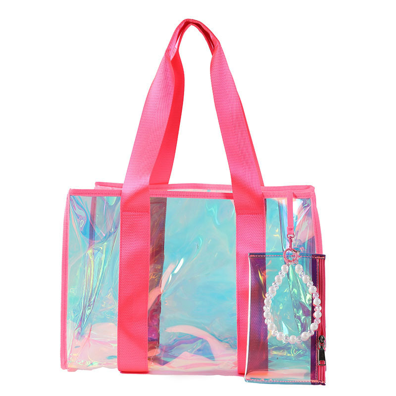 Transparente Handtasche für Damen ⎜ Irisierende PVC-Tasche mit robustem Design und abnehmbarer Mini-Bag