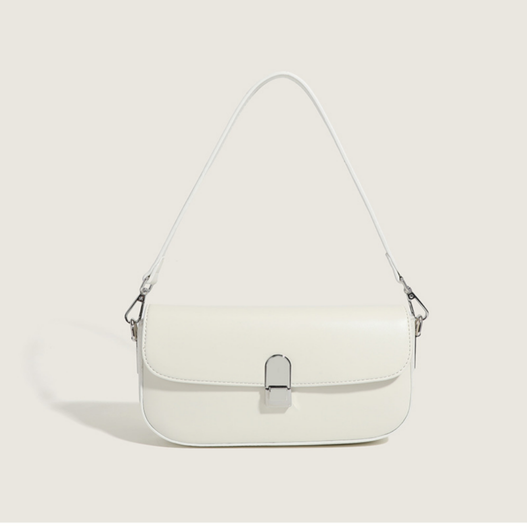 Damen Baguette Tasche ⎜ Elegante Unterarmtasche mit Glattem Finish und Modernem Steckverschluss