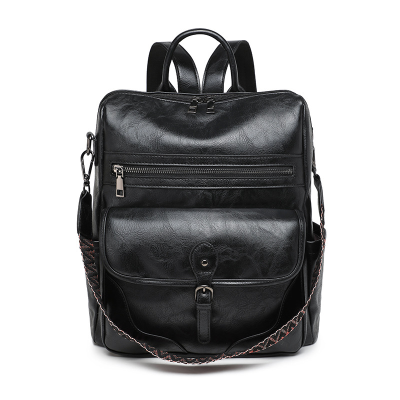 Damen Rucksack aus Leder ⎜ Geräumiger Freizeitrucksack mit Tragegriff für Reisen und Alltag