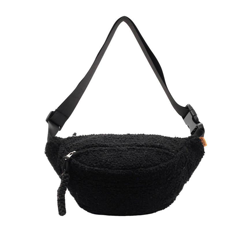 Bauchtasche für Damen ⎜ Weiche Umhängetasche aus Plüsch mit großem Stauraum für Herbst und Winter