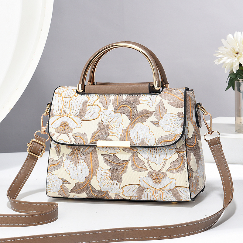 Umhängetasche für Damen ⎜ Bedruckte Schultertasche mit Blumenmuster und abnehmbarem Trageriemen