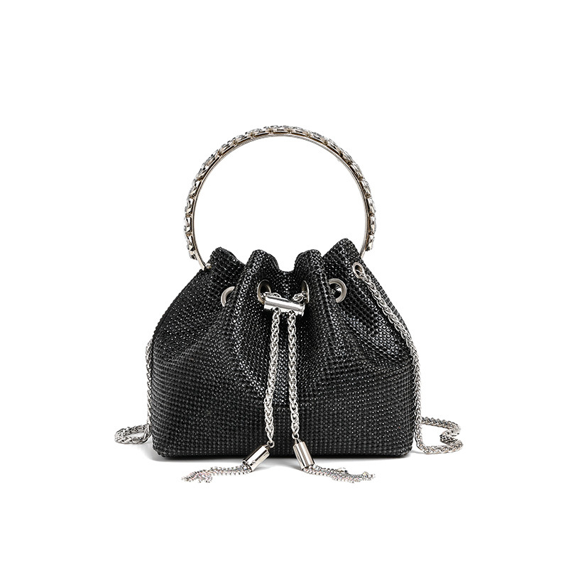 Abendtasche mit Glitzersteinen für Damen ⎜ Elegante Umhängetasche mit Kettenriemen und Funkelndem Design
