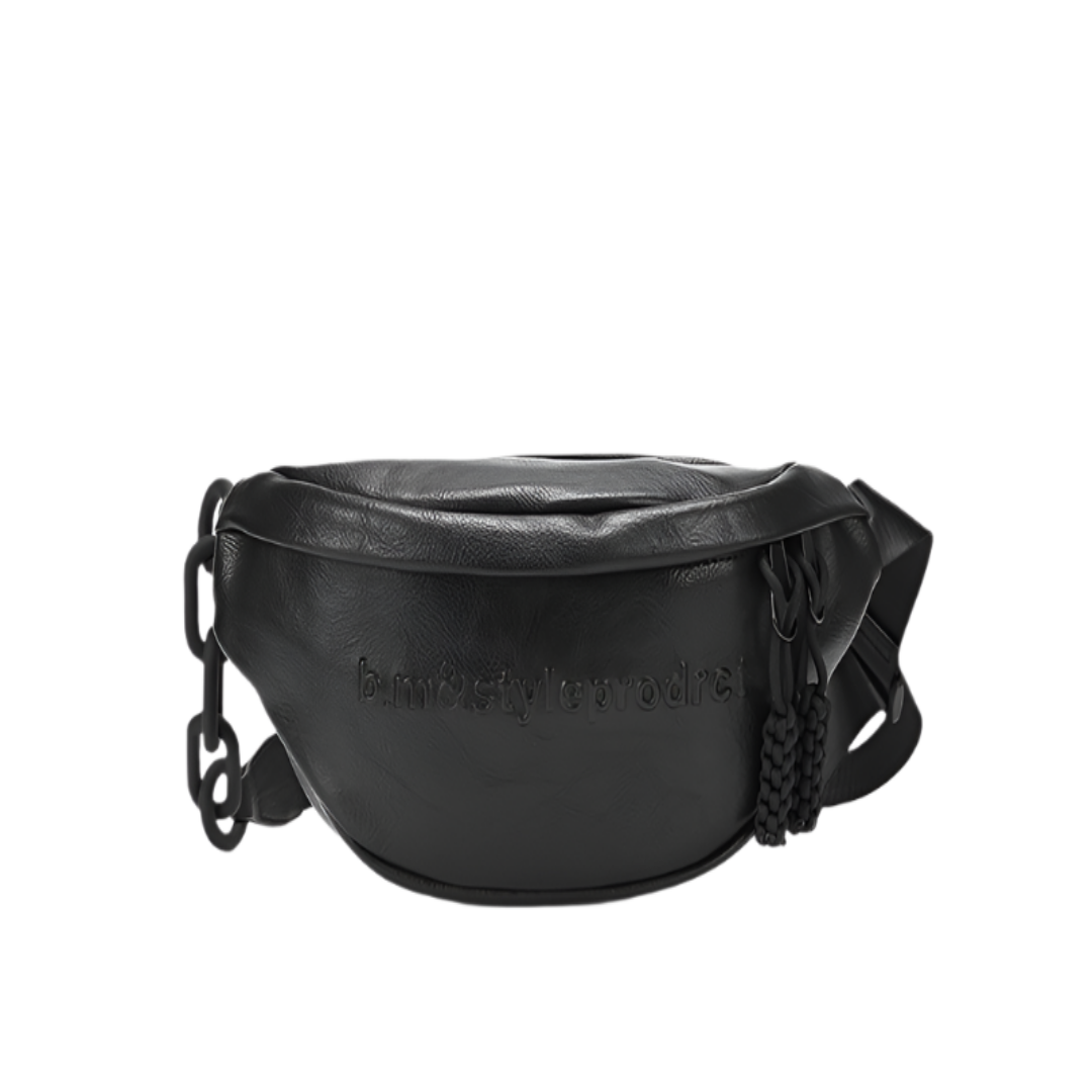 Bauchtasche für Damen und Herren ⎜ Trendige Umhängetasche aus Lederoptik mit Zierkette und breitem Schultergurt