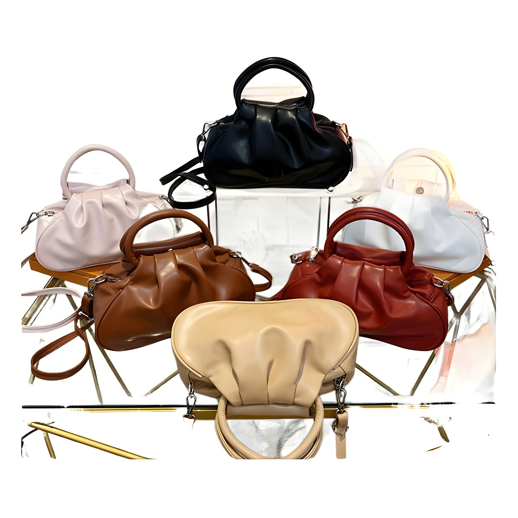 Schultertasche für Damen ⎜ Retro Handtasche mit weichem Griff und abnehmbarem Riemen für Alltag und Ausgehen