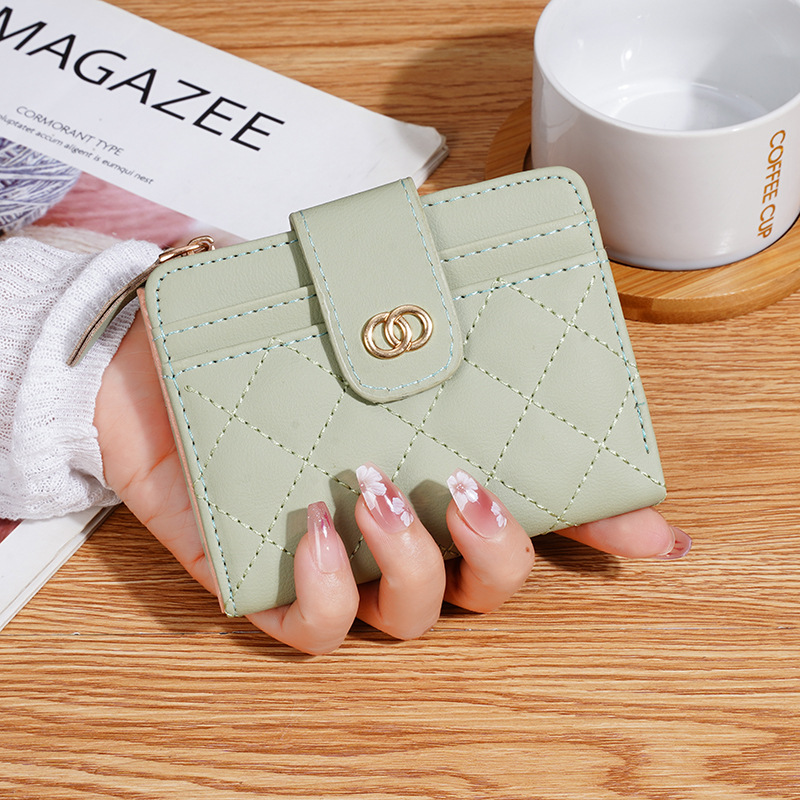 Damen Geldbörse mit Reißverschluss ⎜ Kompakte Brieftasche mit Steppnaht und mehreren Karten- und Münzfächern