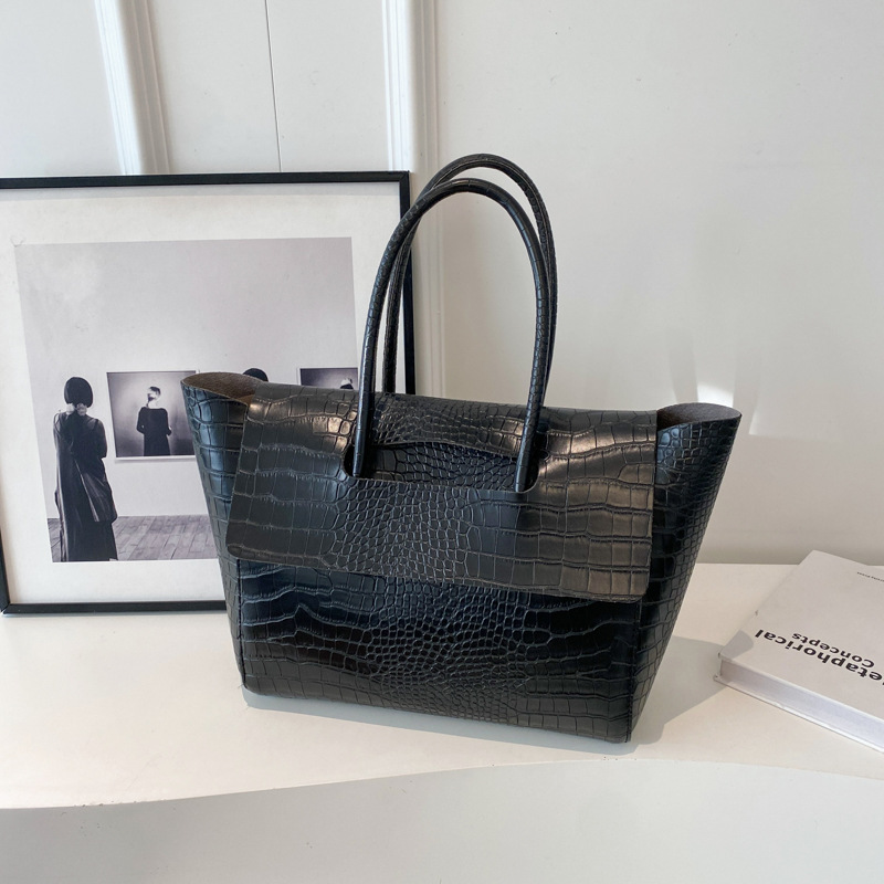 Damen Handtasche Kroko-Optik – Große Schultertasche Kunstleder