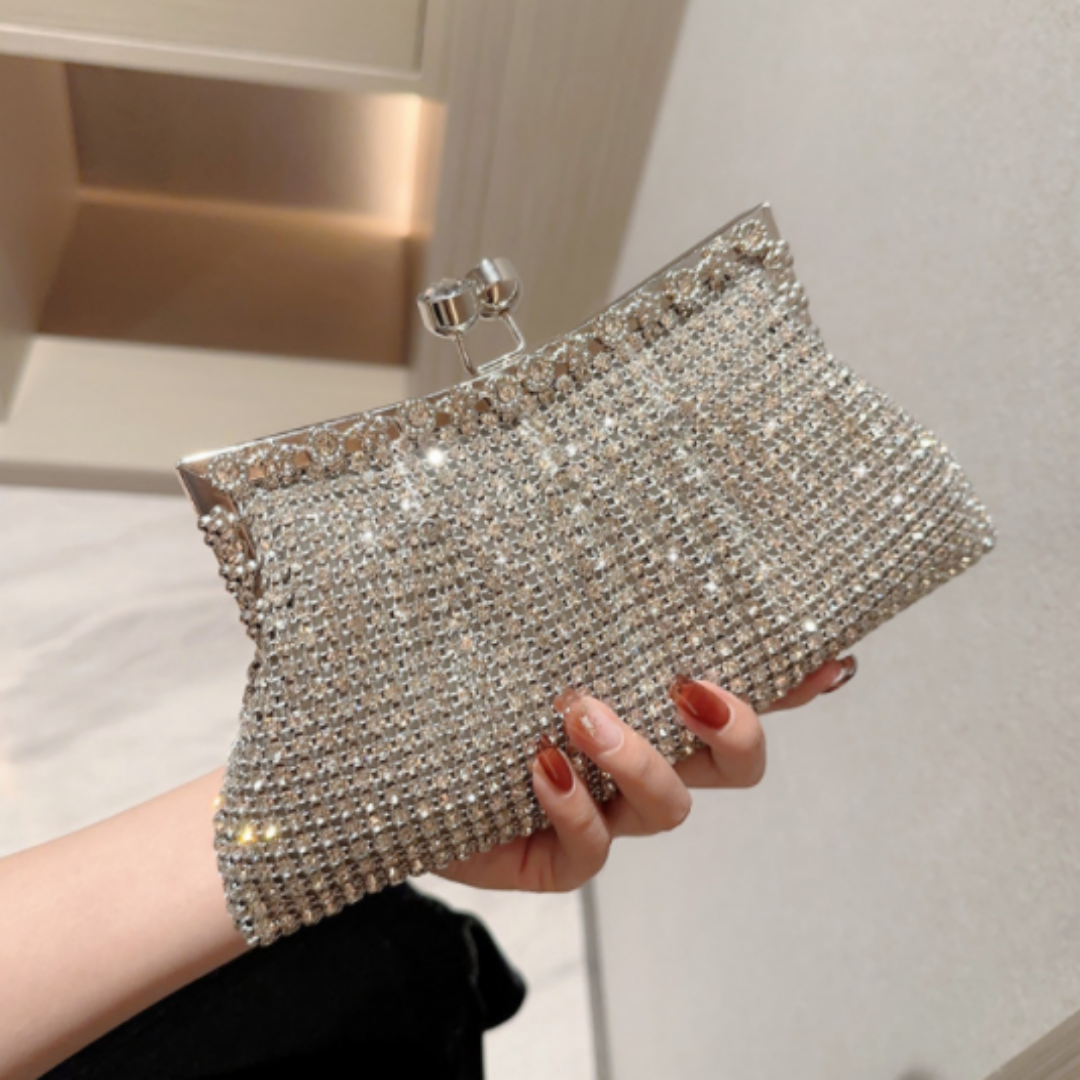 Abendtasche für Damen mit Strass ⎜ Glitzernde Clutch für Dinner, Party und festliche Anlässe