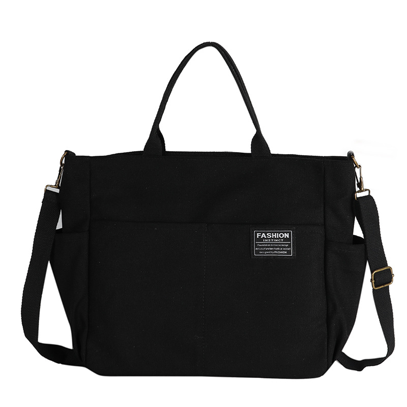 Canvas Umhängetasche mit Außentasche ⎜ Geräumige Tragetasche für Damen im Retro-Stil mit Mehreren Fächern