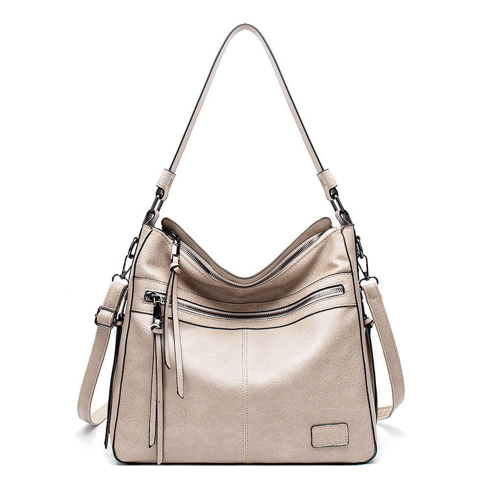Schultertasche mit Reißverschluss ⎜ Modische Umhängetasche für Damen mit Kleiner Extra-Tasche und Riemen