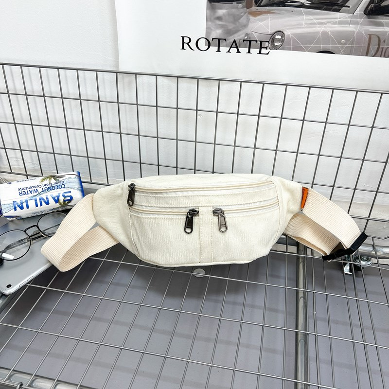 Bauchtasche für Damen ⎜ Schlichte Gürteltasche aus Canvas mit Reißverschlussfächern für Handy und Alltag