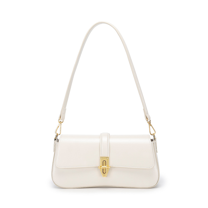 Umhängetasche für Damen ⎜ Elegante Baguette-Bag aus Leder mit Schulterriemen und sicherem Verschluss