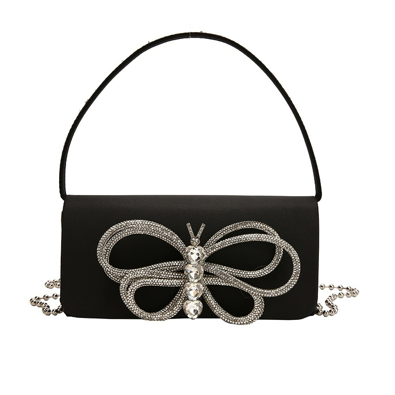 Elegante Handtasche für Damen ⎜ Stilvolles Design mit funkelndem Schmetterlings-Applikation und Schulterkette