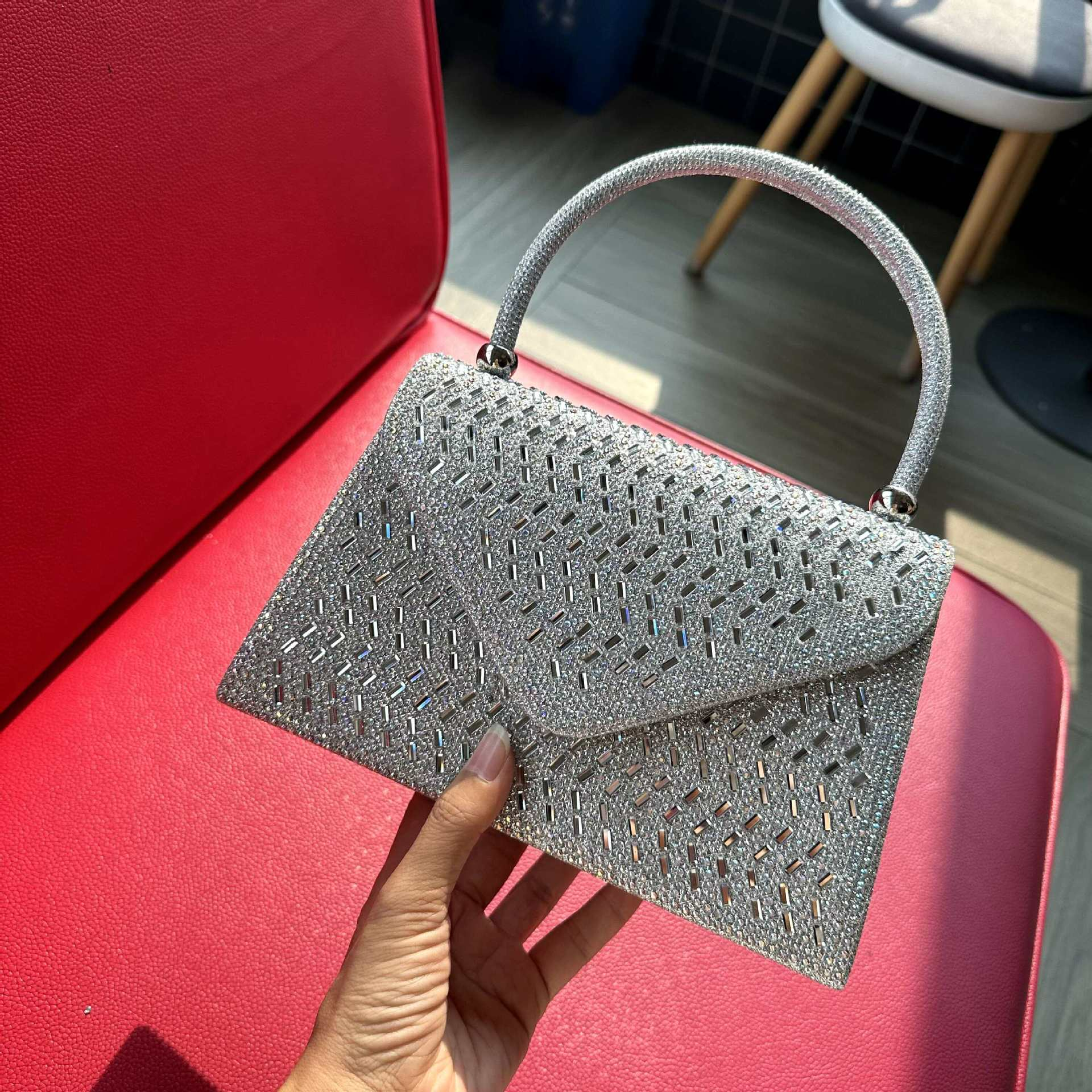 Damen Abendtasche ⎜ Elegante Handtasche mit Strass für Party und Events