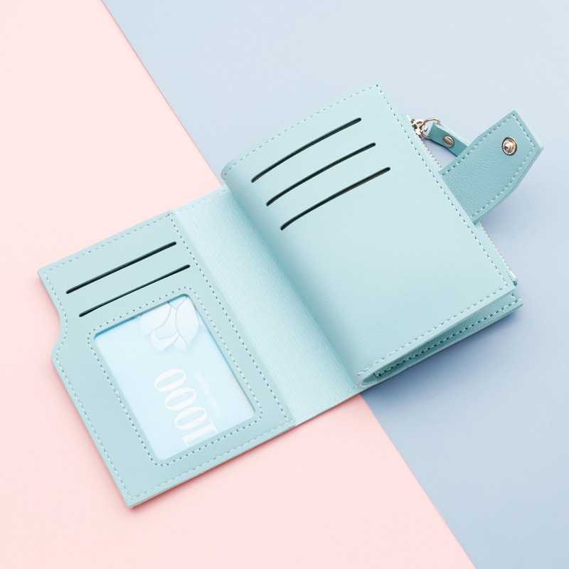 Damen Geldbörse mit Reißverschluss ⎜ Kurze Brieftasche mit mehreren Kartenfächern und schlichtem Design