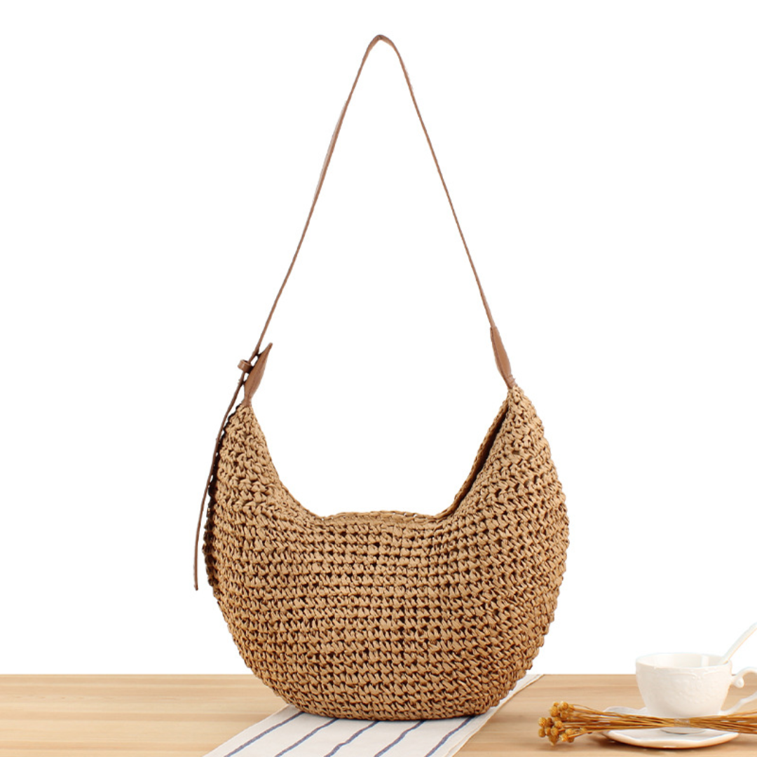 Handtasche aus Papiergarn ⎜ Leichte, handgewebte Umhängetasche im Casual-Stil für den Alltag