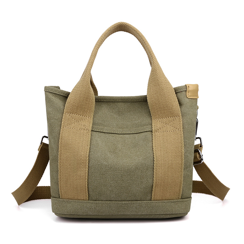 Canvas Tasche für Damen ⎜ Schlichte Umhängetasche mit großem Stauraum und robustem Griff für Alltag und Freizeit